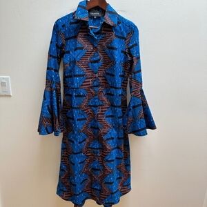 Women's Cotton Shirt Dress by New York Designer 'Demestik' Sz. M